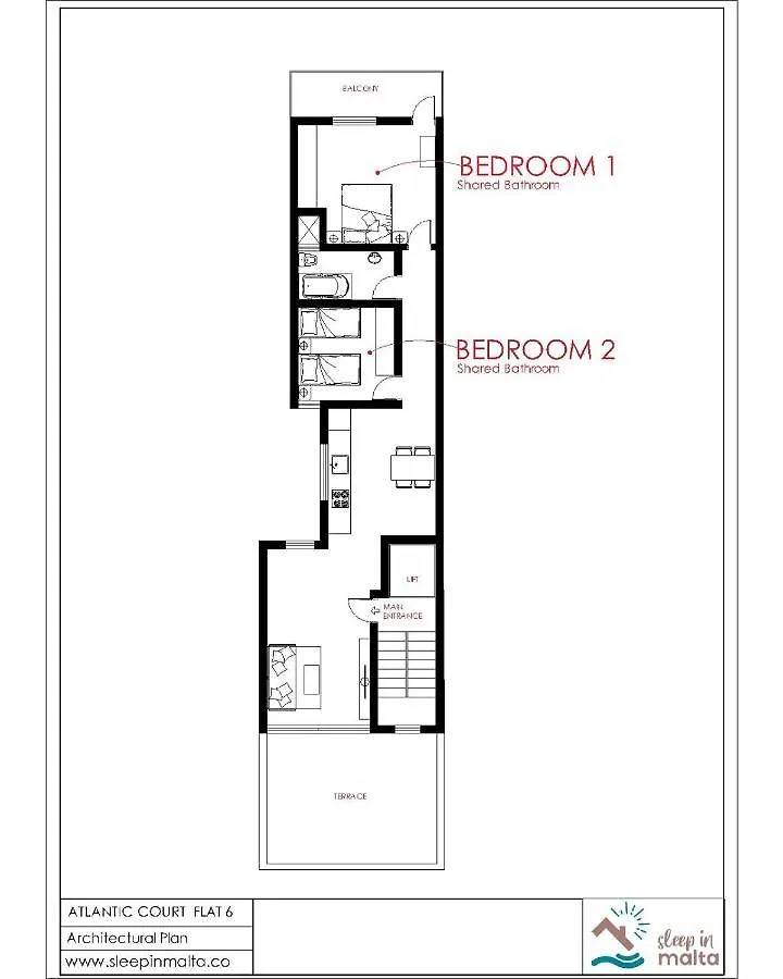 F6 Room 1, Private Room One Small Double Bed Shared Bathroom In Shared Flat Msida Malta